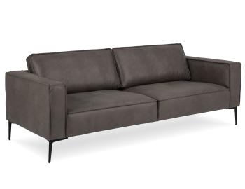 Enzo 3 Seat Sofa - Black Legs - Ash Grey Leather Mix