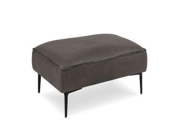 Enzo Ottoman - Black Legs - Ash Grey Leather Mix