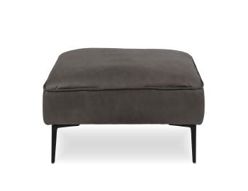 Enzo Ottoman - Black Legs - Ash Grey Leather Mix