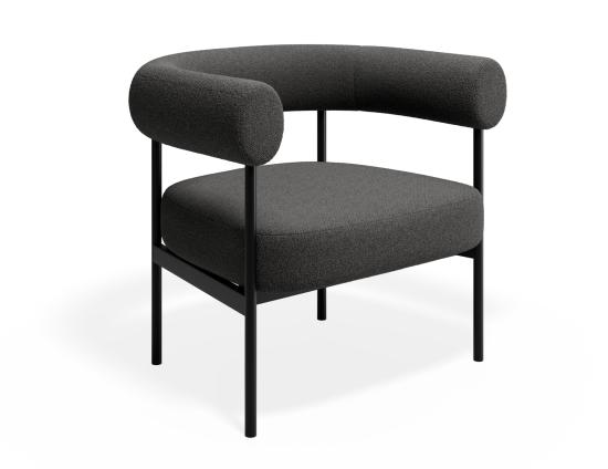 Marlowe Occasional Chair - Black Legs - Stone Grey Fabric