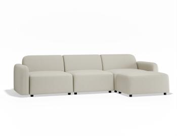 Atticus Modular Sofa 3 Seater with Ottoman - Ivory Cream Fabric
