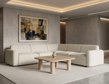 Atticus Modular Sofa - Config C Corner - Ivory Cream Fabric