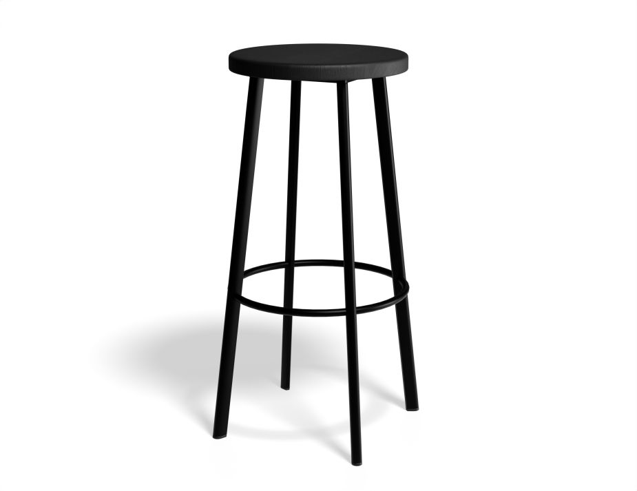P 1 Atlas Barstool Blackframe Roundwood Black
