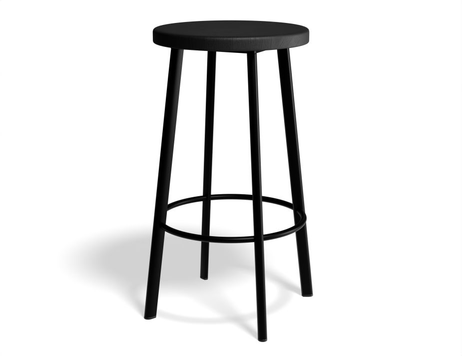 P 1 Atlas Kitchenstool Blackframe Roundwood Black