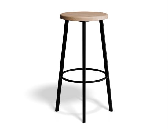 P 2 Atlas Barstool Blackframe Roundwood Natural