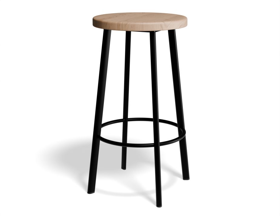 P 1 Atlas Kitchenstool Blackframe Roundwood Natural