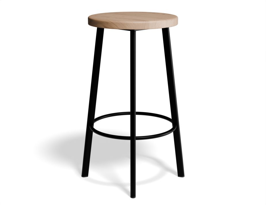 P 2 Atlas Kitchenstool Blackframe Roundwood Natural