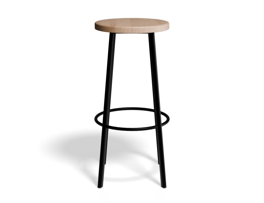 P 3 Atlas Barstool Blackframe Roundwood Natural
