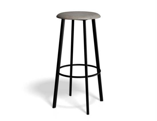 P 1 Atlas Barstool Blackframe PU Lightgrey