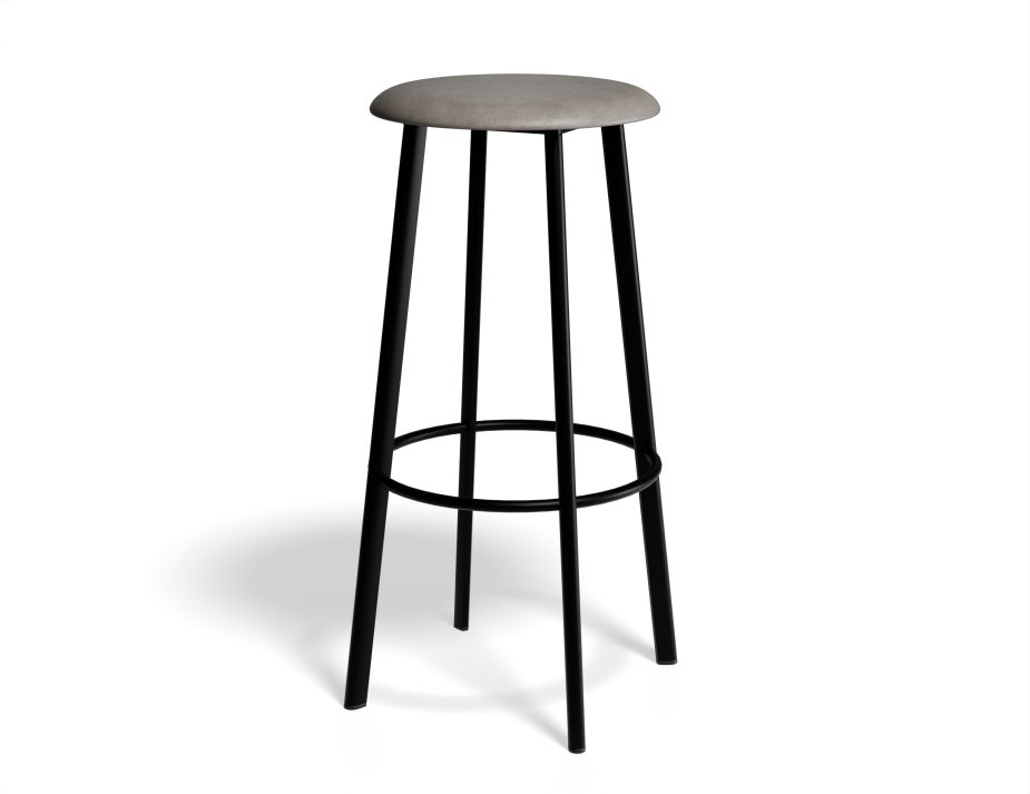 P 1 Atlas Barstool Blackframe PU Lightgrey