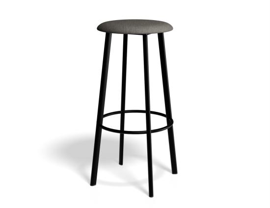 P 1 Atlas Barstool Blackframe Fabric Grey