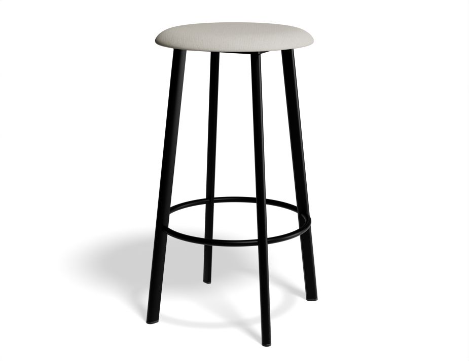 P 1 Atlas Kitchenstool Blackframe Fabric Lightgrey