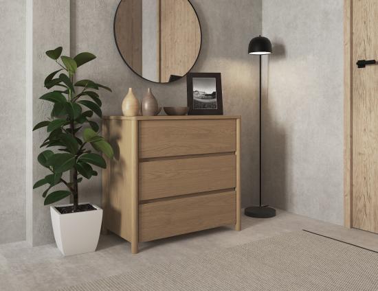 Nordica Solid Oak Chest of Drawers - 80cm
