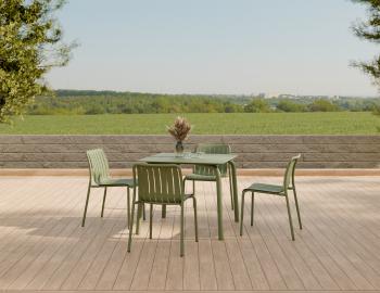 Roku Outdoor Dining Table 90cm - Matte Eucalyptus Green