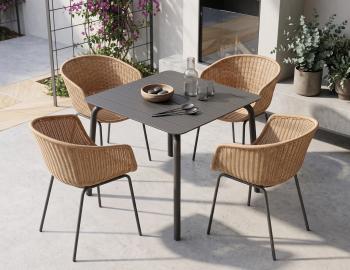 Roku Outdoor Dining Table 90cm - Matte Charcoal