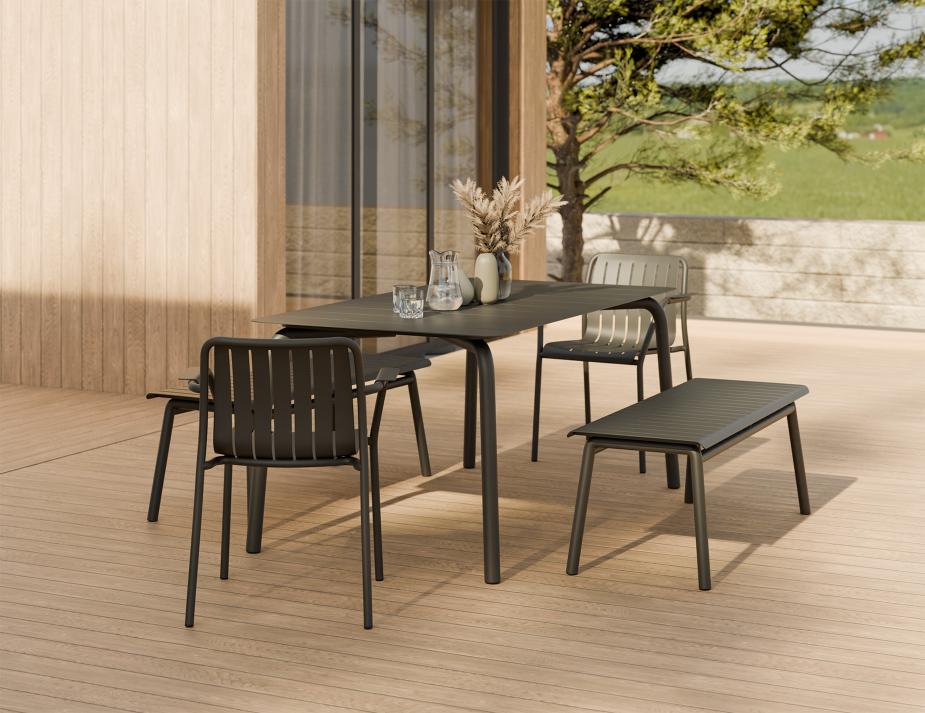 L 3 Roku Diningtable 160 Bench Charcoal Residential1