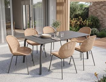 Roku Outdoor Dining Table 160cm - Matte Charcoal