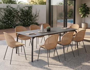Roku Outdoor Dining Table 220cm - Matte Charcoal