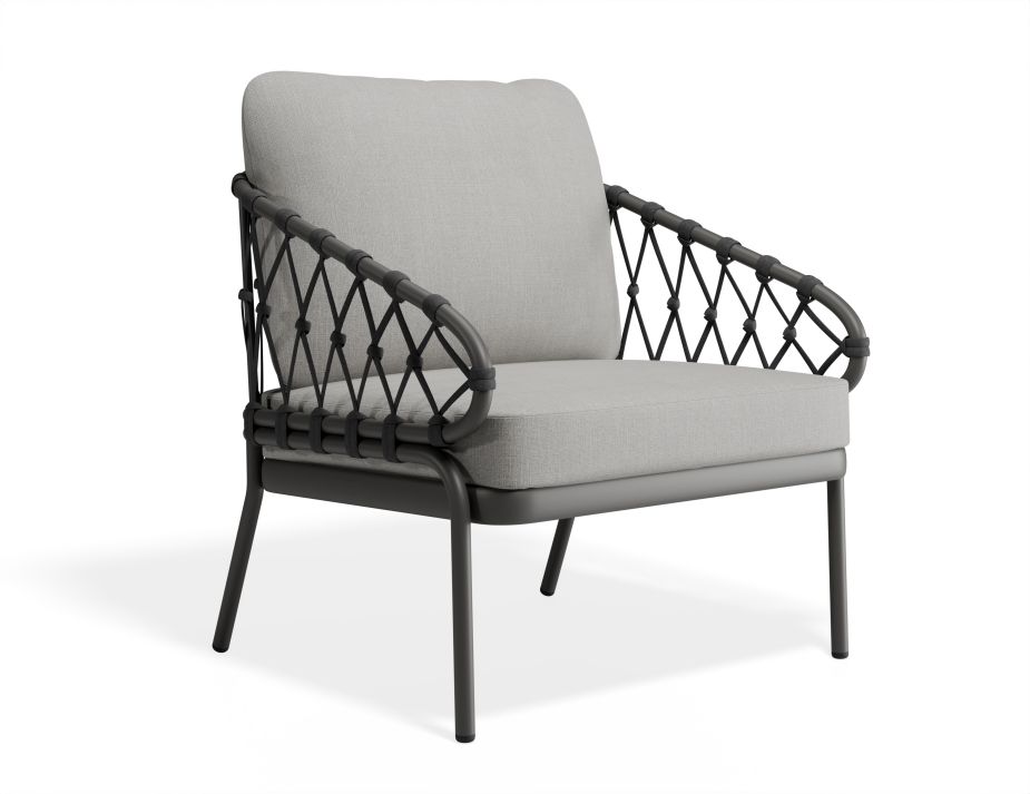 P 1 Kara Loungechair Charcoal Lightgreycushion