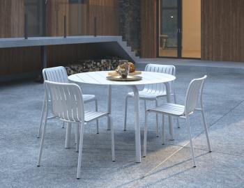 Roku Round Outdoor Dining Table 120cm - Matte White