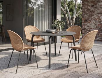 Roku Round Outdoor Dining Table 120cm - Matte Charcoal