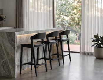 Grayson Bar Stool Black Ash Upholstered Seat
