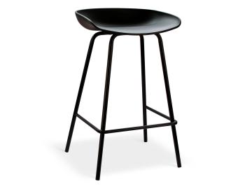 Kobe Counter Stool Black Metal Legs Black Seat