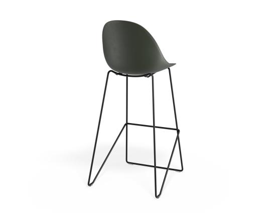 P 2 Pebble Barstool Oliveseat Blackframe
