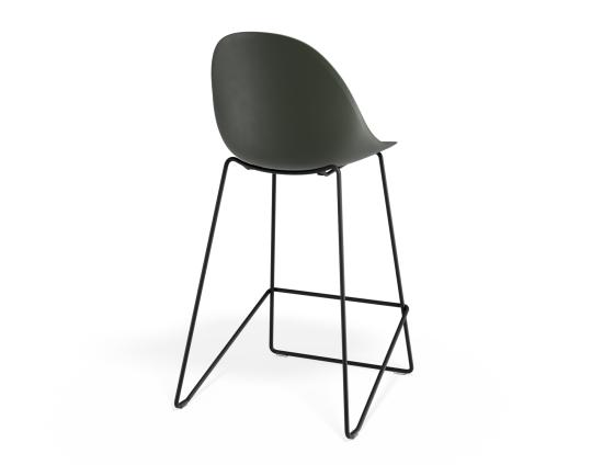 P 2 Pebble Kitchenstool Oliveseat Blackframe