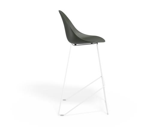 P 3 Pebble Barstool Oliveseat Whiteframe