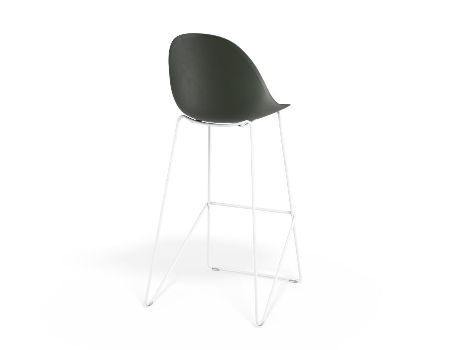 P 2 Pebble Barstool Oliveseat Whiteframe