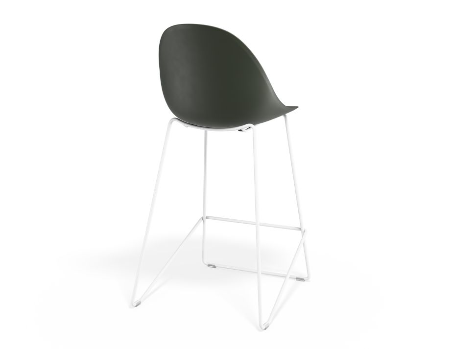 P 2 Pebble Kitchenstool Oliveseat Whiteframe