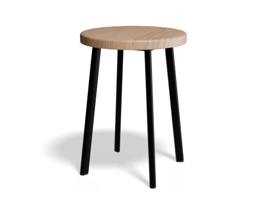 Atlas Low Stool Black Frame Natural American Ash Seat
