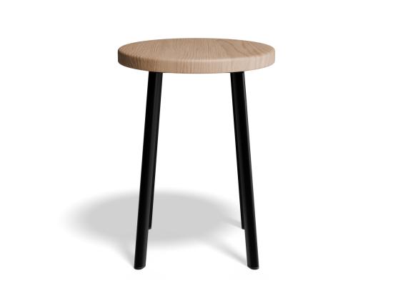 P 3 Atlas Lowstool Blackframe Roundwoodnatural