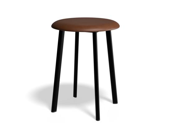Atlas Low Stool Black Frame Vintage PU Seat