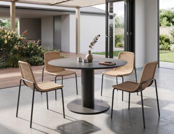 Loma Outdoor Dining Table 120cm Charcoal with Basalt Ceramic Top