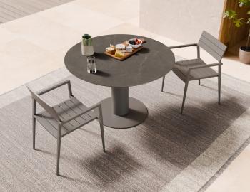 Loma Outdoor Dining Table 120cm Charcoal with Basalt Ceramic Top