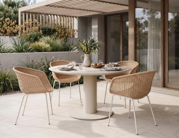 Loma Outdoor Dining Table 120cm Latte with Dune Ceramic Top