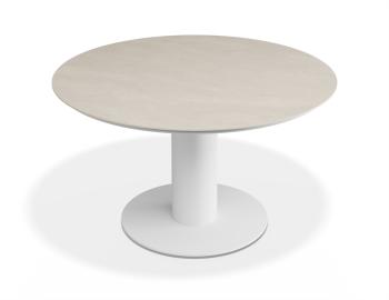 Orb Outdoor LOW Dining Table 120cm White with Alabaster Ceramic Top