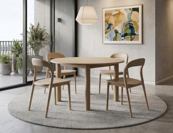 Nordica Solid Oak Round Dining Table - 120cm