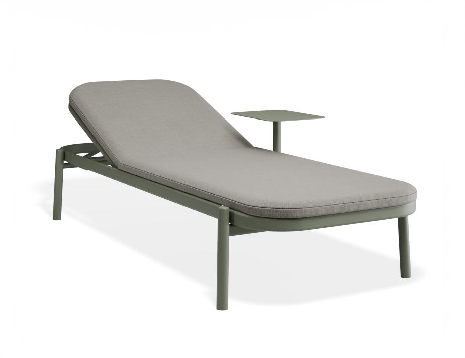 P 1 Verano Sunlounge Sidetable Greenframe Lightgreyfabric