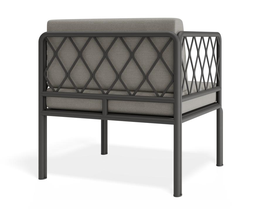 P 2v2 Seville Loungechair Charcoalframe Lightgreycushion