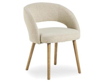 Akito Dining Chair - Wood Legs - Ivory Cream Fabric 