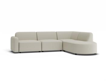 Atticus Modular Sofa - Config D or E Curved Open End - Ivory Cream Fabric