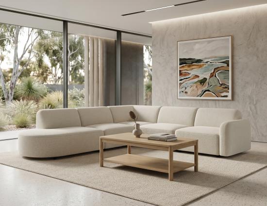 Nordica Coffee Table And Corner Fabric Sofa