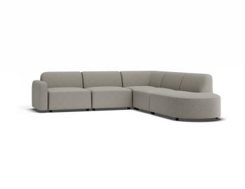 Atticus Modular Sofa - Config J or K Curved Open End - Oyster Grey Fabric