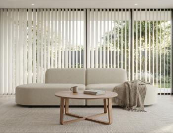 Atticus Modular Sofa - Config L Curved Open Ends - Ivory Cream Fabric