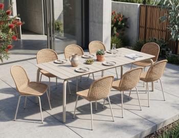 Roku Outdoor Dining Table 220cm - Matte Latte
