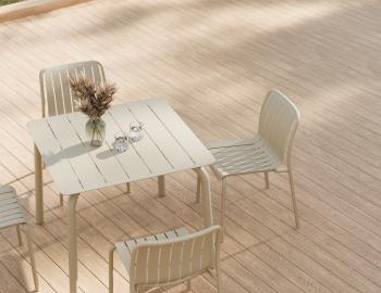 Roku Outdoor Dining Table 90cm - Matte Latte