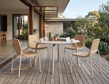 Roku Round Outdoor Dining Table 120cm - Matte Latte
